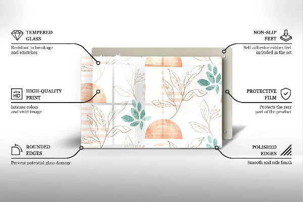 Sklo za varnú dosku Vzor boho listov