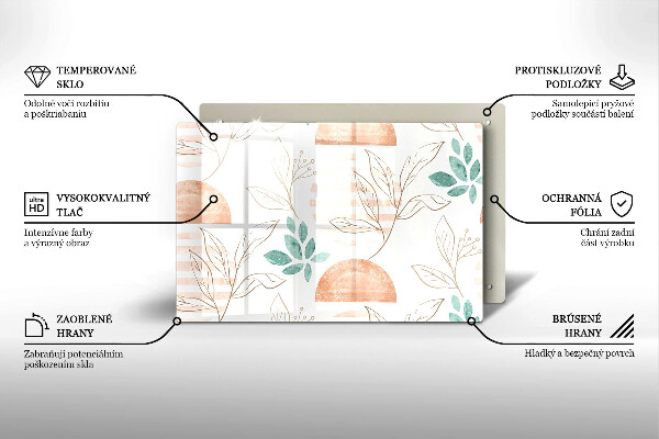 Sklo za varnú dosku Vzor boho listov