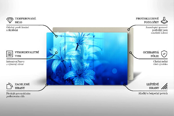 Krycia doska na sporák Modré kvety