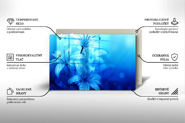Krycia doska na sporák Modré kvety