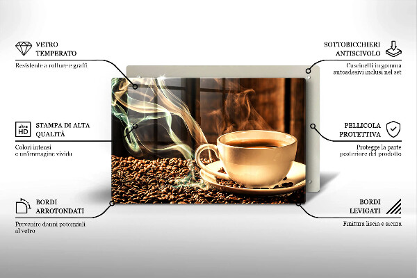 Sklo za varnú dosku Šálka a kávové zrná