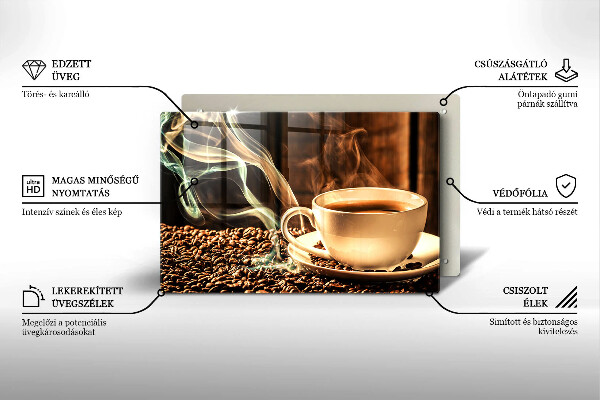 Sklo za varnú dosku Šálka a kávové zrná