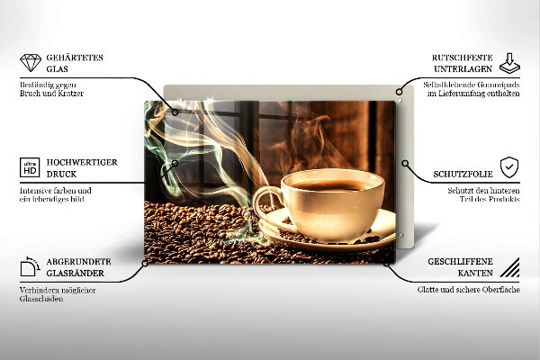 Sklo za varnú dosku Šálka a kávové zrná