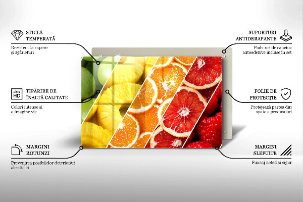 Sklenený kryt za sporák Farebné ovocie