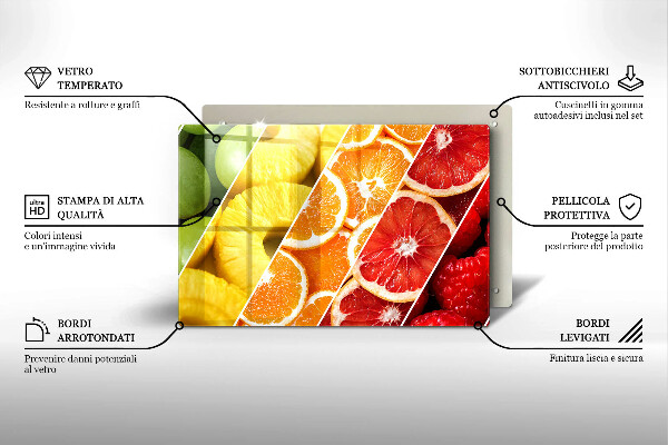 Sklenený kryt za sporák Farebné ovocie