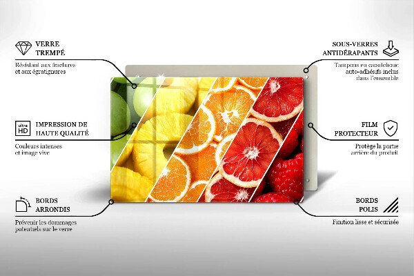 Sklenený kryt za sporák Farebné ovocie