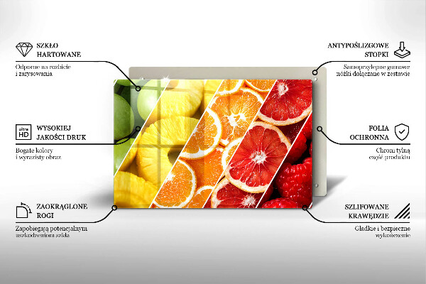 Sklenený kryt za sporák Farebné ovocie