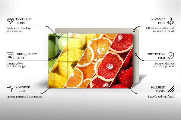 Sklenený kryt za sporák Farebné ovocie