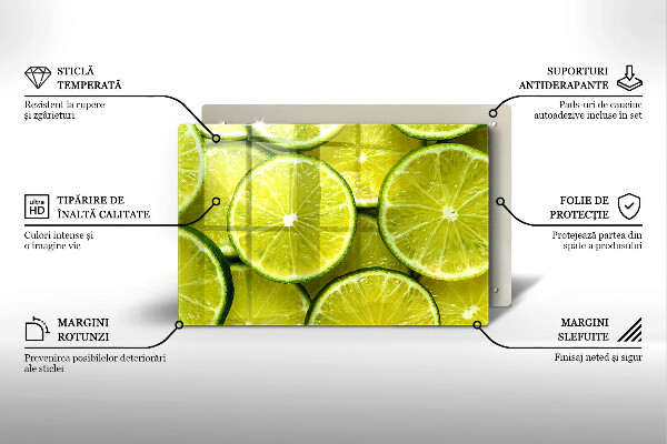 Sklenený kryt za sporák Plátky limetky