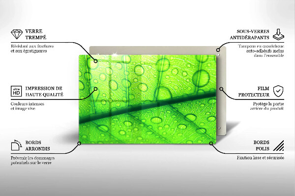 Sklenený kryt za sporák Detailný záber na list