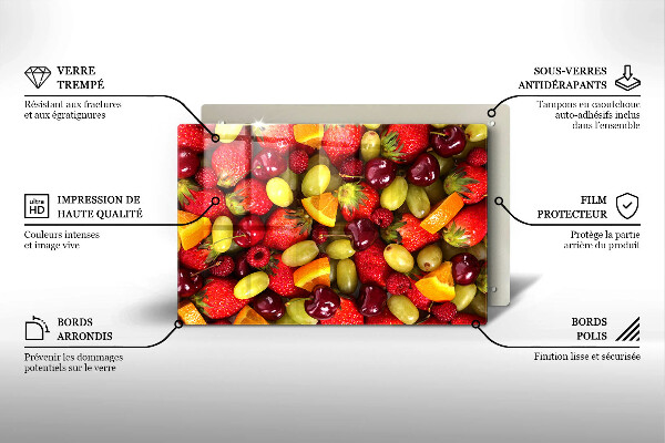 Sklenený kryt za sporák Letné ovocie