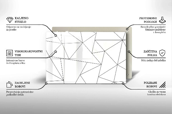 Sklenený kryt za sporák Biele trojuholníky