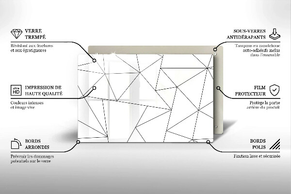 Sklenený kryt za sporák Biele trojuholníky