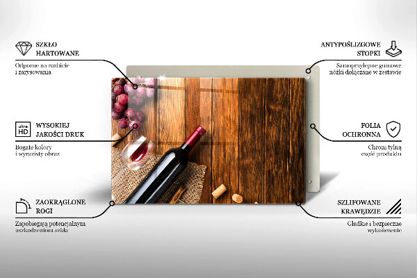 Tvrdené sklo za varnú dosku Fľaša červeného vína