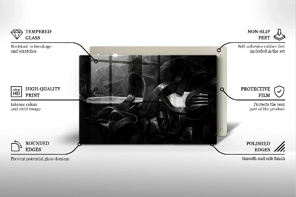 Tvrdené sklo za varnú dosku Čierne cestoviny Tagliatelle