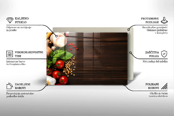 Tvrdené sklo za varnú dosku Zelenina na stole