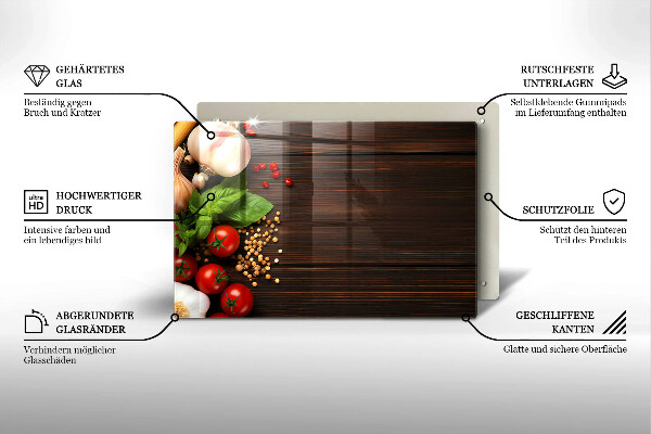 Tvrdené sklo za varnú dosku Zelenina na stole