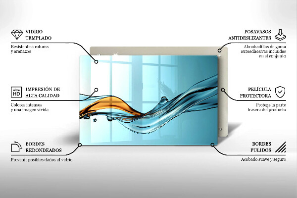Tvrdené sklo za varnú dosku Voda na modrom pozadí