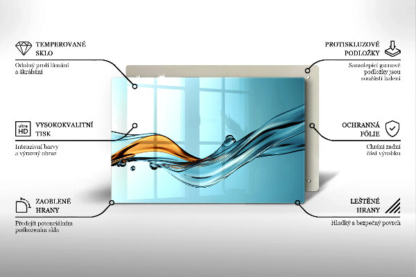 Tvrdené sklo za varnú dosku Voda na modrom pozadí