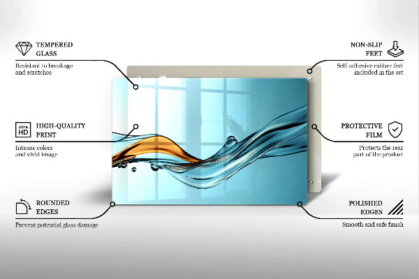 Tvrdené sklo za varnú dosku Voda na modrom pozadí