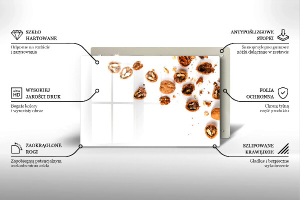 Tvrdené sklo za varnú dosku Orechy na bielom pozadí