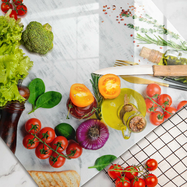 Tvrdené sklo za varnú dosku Zelenina a korenie