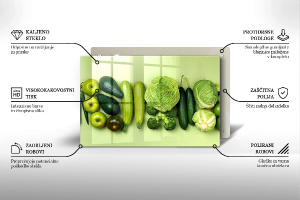 Tvrdené sklo za varnú dosku Zelené ovocie a zelenina