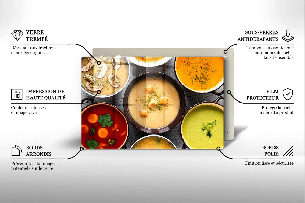 Tvrdené sklo za varnú dosku Farebné polievky