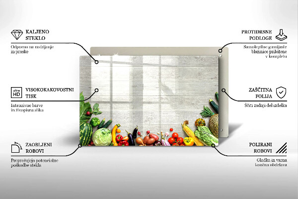 Kalené sklo za sporák Zelenina na kryte