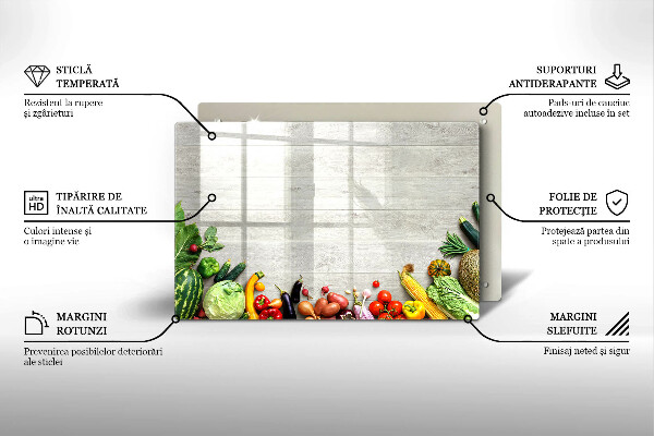 Kalené sklo za sporák Zelenina na kryte