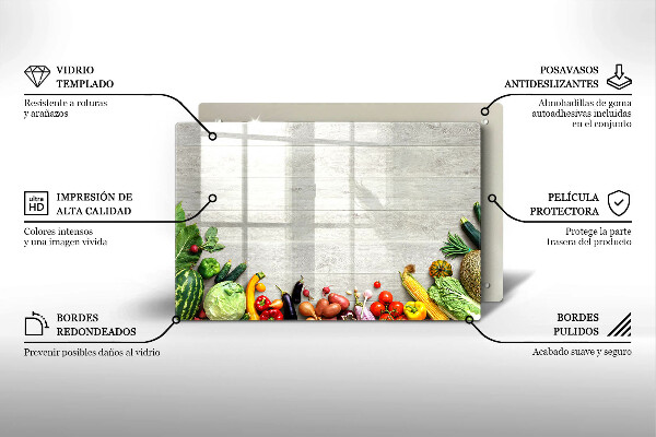 Kalené sklo za sporák Zelenina na kryte