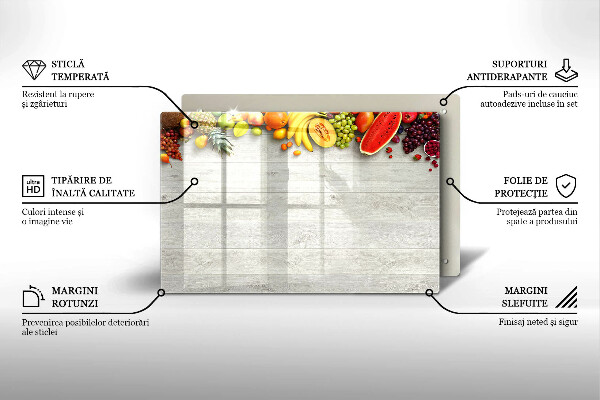 Kalené sklo za sporák Ovocie na obaloch