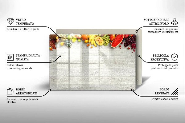 Kalené sklo za sporák Ovocie na obaloch