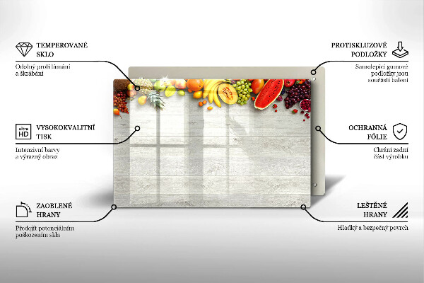 Kalené sklo za sporák Ovocie na obaloch