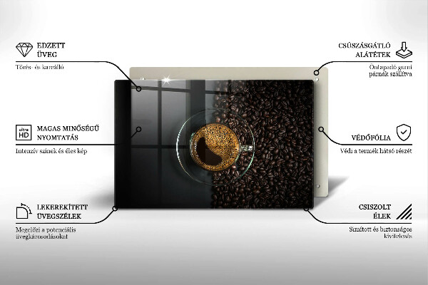 Sklo za varnú dosku Káva a fazuľa