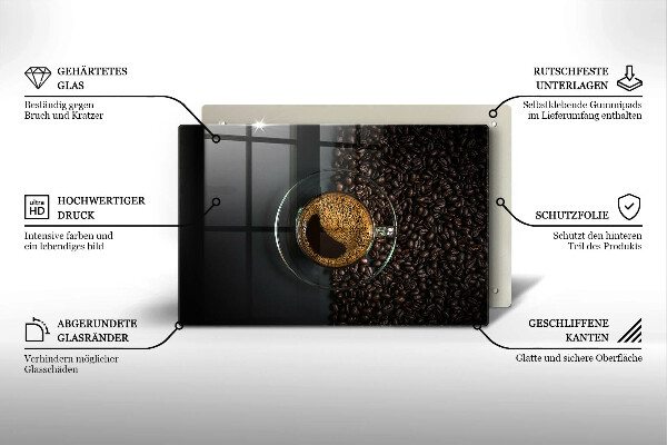 Sklo za varnú dosku Káva a fazuľa