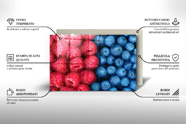 Krycia doska na sporák Plody maliny a čučoriedky
