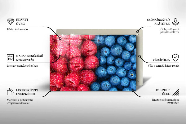 Krycia doska na sporák Plody maliny a čučoriedky