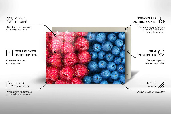 Krycia doska na sporák Plody maliny a čučoriedky