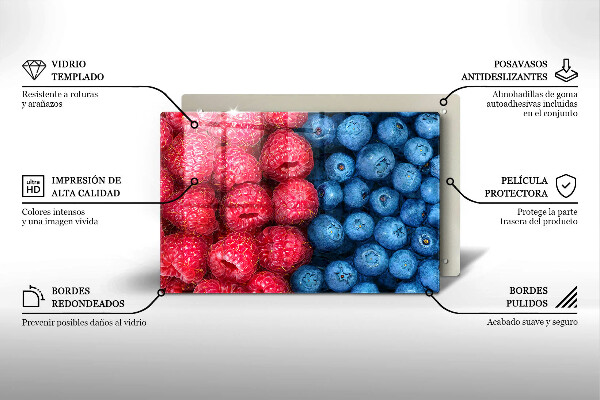 Krycia doska na sporák Plody maliny a čučoriedky