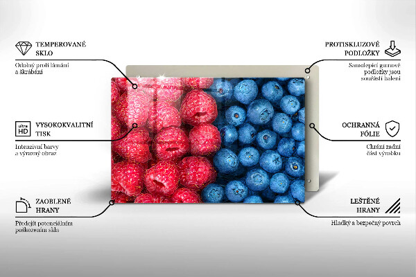 Krycia doska na sporák Plody maliny a čučoriedky