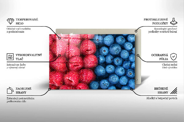 Krycia doska na sporák Plody maliny a čučoriedky