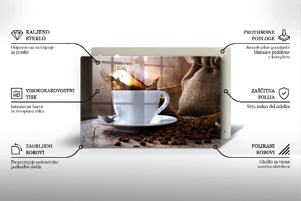 Sklo za varnú dosku Šálka a kávové zrná