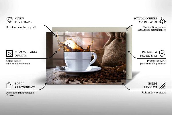 Sklo za varnú dosku Šálka a kávové zrná