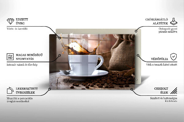 Sklo za varnú dosku Šálka a kávové zrná