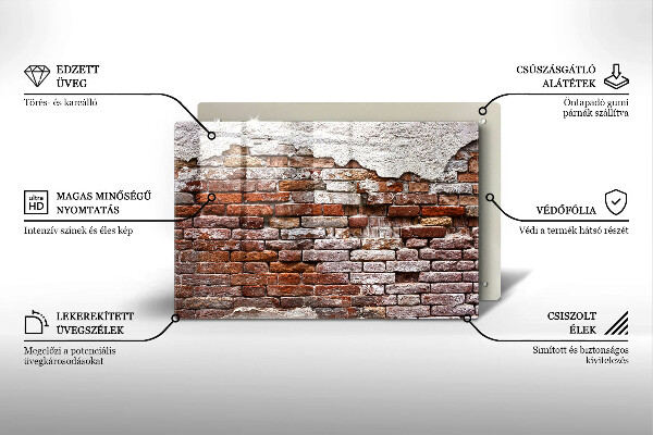 Sklo za varnú dosku Stará tehlová a betónová stena