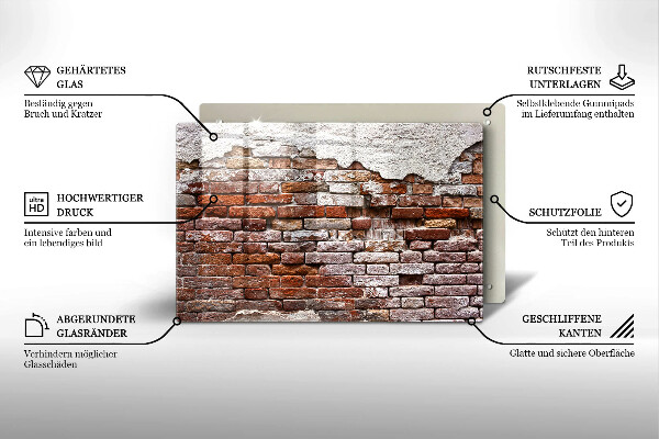 Sklo za varnú dosku Stará tehlová a betónová stena
