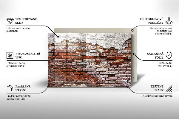 Sklo za varnú dosku Stará tehlová a betónová stena