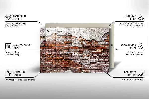 Sklo za varnú dosku Stará tehlová a betónová stena