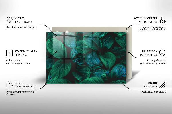 Kalené sklo za sporák Listy džungle